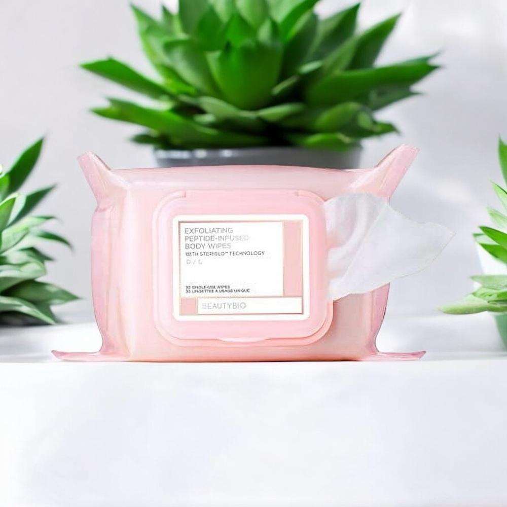 BeautyBio Pink Exfoliating Body Wipes